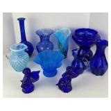 Blue Glassware Lot of 10 Blue Glassware Lot of 10