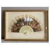 Vintage Framed Victorian Hand Fan 9x18 Vintage Framed Victorian Hand Fan 9x18