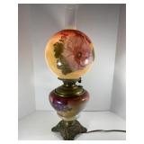 Electrified Porcelain & Brass Kerosene Lamp Electrified Porcelain & Brass Kerosene Lamp