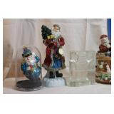 TALL SANTA HOLDING TREE, BLUE MUSIC BOX TALL SANTA HOLDING TREE, BLUE MUSIC BOX