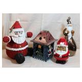 WICKER SANTA WITH STORAGE, METAL CANDLE BOX WICKER SANTA WITH STORAGE, METAL CANDLE BOX