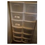 STACKED PLASTIC DRAWERS (LEFT SIDE OF PICTURE)