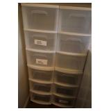 STACKED PLASTIC DRAWERS (RIGHT SIDE OF PICTURE)