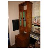 STAINED GLASS CABINET W/ DRAWERS AT BOTTOM