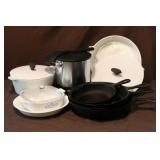 CAST IRON, FRY DADDY, MISC CORNING WARE