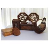 WOODEN BOXES, KLEENEX BOX, DECORATIVE CARVINGS,