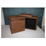 2 BROWN STORAGE OTTOMANS
