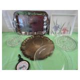 Serving Trays & Patters, Heavy Glass Ashtray, & Serving Trays & Patters, Heavy Glass Ashtray, &