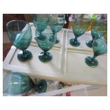 Lots of Beautiful Green Glasses - Some have Gold Lots of Beautiful Green Glasses - Some have Gold