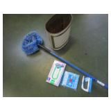 Vintage Trash Can, New Gloves, & Cleaning Items - Vintage Trash Can, New Gloves, & Cleaning Items -