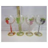 Hand Painted Crackle Wine Glasses