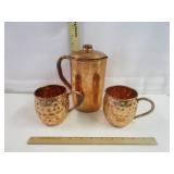 Copper Coffee Pot & Mugs