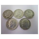 1947, 1961, 1962, 1963, & 1964 Roosevelt Dimes