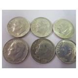(6) 1943 Roosevelt Dimes