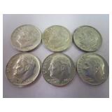 (6) 1964 Roosevelt Dimes