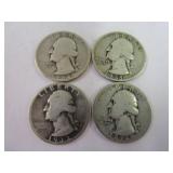 1932, 1934, 1935, & 1936 Washington Quarters;