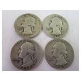 1935, 1937, 1939, & 1940 Washington Quarters
