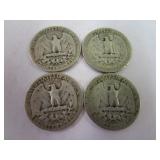 1939, 1941, 1942,  & 1943 Washington Quarters;