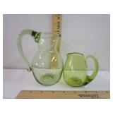 Hand Blown Glass Pitcher & Creamer