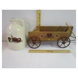Applr Jug & Decrotive Wooden Wagon