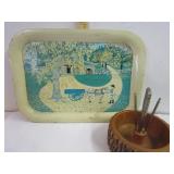 Vintage Tray And Nut Cracker And Bowl
