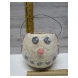 VINTAGE HANDMADE PAPER MACHE SNOWMAN BUCKET -