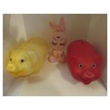 VINTAGE BLOW MOLD BANKS WITH IMPERFECTIONS