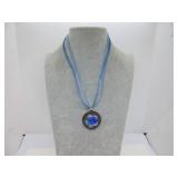BEAUTIFUL ROUND MURANO BROWN GLASS WITH BLUE