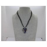 MURANO GLASS 3-D HEART WITH AN EMBOSSED FLOWER