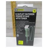 6 OUTLET OUTDOOR POWER STAKE NEW