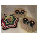 VINTAGE CROTCHETED TRIVETS