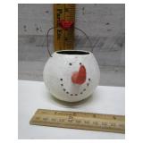 VINTAGE HANDMADE PAPER MACHE SNOWMAN BUCKET