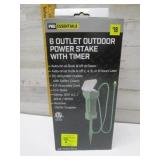 6 OUTLET OUTDOOR POWER STAKE NEW