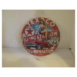 ROUND TEXACO FILLING STATION PIN-UP GIRL SIGN