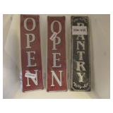 LOT OF SIGNS - IMPERFECTIONS FROM SHIPPING 2 OPEN