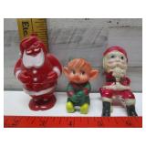 VINTAGE HARD PLASTIC SANTA & ELF