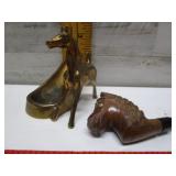 BRASS HORSE PIPE & STAND