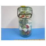 Ball Blue Jar Full Of Marble Shooters