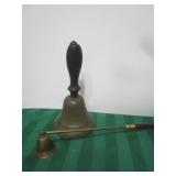 BRASS SCHOOL BELL & CANDLE SNUFFER