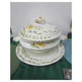 LARGE SOUP TOUREEN WITH BOTTOM PLATE & SPOON -