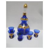 ITALIAN JEWELED COLBALT BLUE DECANTER