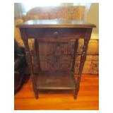 ANTIQUE TABLE 28" X 17.5" ONE DRAWER / ONE SHELF