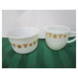 PYREX BUTTERFLY GOLD CREAM & SUGAR