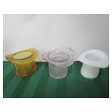 AMBER, CLEAR, & MILK GLASS TOP HATS