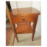 ANTIQUE SIDE TABLE WITH SHELF & DRAWER