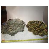 CARNIVAL GLASS DISH DECORATIVE BOWL 1 HAS A