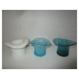 BLUE & MILK GLASS TOP HATS