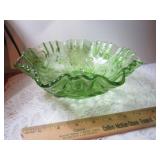 IMPERIAL GREEN EMBOSSED WITH ROSES RAISED BOWL