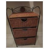 WICKER & IRON 3 DRAWER CHEST 33" X 13.5" X 15"