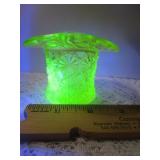 URANIUM GLASS BOWS & BUTTONS TOP HAT